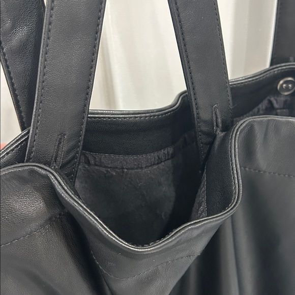 NWT Anthropologie‎ Black Faux Leather Pinafore Suspender Midi Skirt Dress - 8 - Picture 8 of 13